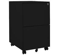 Ziaphsol Classeur Mobile Noir en Acier 39x45x67 cm avec 2 tiroirs à roulement à Billes, Serrure, clés Pliables, capacité 50 kg, idéal pour Rangement de dossiers Suspendus, Bureau ou Maison