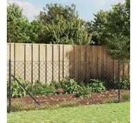 Ziaphsol Clôture grillagée avec manchons de sol Anthracite 0,8 x 25 m Clôture en acier durable avec revêtement en PVC pour jardin, terrain et enclos pour animaux, résistant aux intempéries, éléments