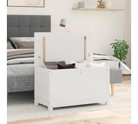 Ziaphsol Coffre de rangement en pin massif blanc 80 x 40 x 45,5 cm avec vérin à gaz, espace de rangement robuste pour salon, chambre à coucher, couloir