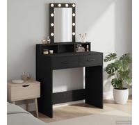Ziaphsol Coiffeuse avec miroir - Noir - 79 x 41 x 140 cm - En bois - Avec éclairage LED - Source d'alimentation USB - Tiroir pour chambre à coucher, salle de bain, coiffeuse