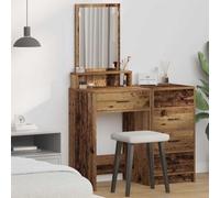 Ziaphsol Coiffeuse en Bois Ancien avec tiroir, Miroir Plat et étagères, Meuble de Rangement pour Chambre ou Salle de Bain, 50 x 41 x 140 cm, Robuste et élégant