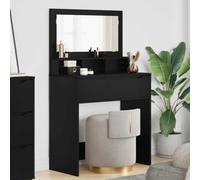Ziaphsol Coiffeuse noire en bois - 80 x 39,6 x 135 cm - Commode miroir avec tiroir, espace de rangement et étagère pour chambre à coucher et salle de bain