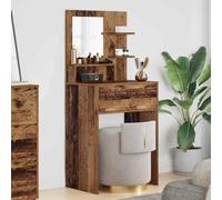 Ziaphsol Coiffeuse pour chambre à coucher avec étagère en bois vieilli - 80 x 39,6 x 135 cm - Coiffeuse avec tiroirs de rangement - Commode miroir pour chambre à coucher, salle de bain, dressing