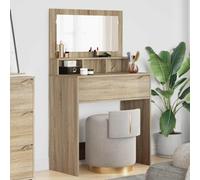 Ziaphsol Coiffeuse pour chambre à coucher, chêne Sonoma 80 x 39,6 x 135 cm, coiffeuse avec tiroirs et commode miroir, rangement de maquillage pour chambre à coucher, dressing