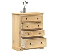 Ziaphsol Commode en Bois Massif de pin Corona 92x48x114 cm avec 4 tiroirs, Rangement Rustique pour Salon Chambre entrée, Meuble Pratique pour désencombrement et Organisation