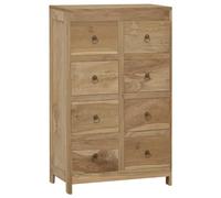 Ziaphsol Commode en Bois Massif de Teck 55x30x90 cm avec 8 tiroirs, Meuble de Rangement Vintage pour Chambre Salon entrée Bureau, Robuste et Pratique