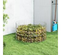 Ziaphsol Composteur de jardin en acier galvanisé, Ø 100 x 50 cm, treillis en maille, bac à compost résistant aux intempéries, pour feuilles, coupure de pelouse et humus en recyclage