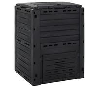 Ziaphsol Composteur de jardin noir - 280 l - En polypropylène - Aspect bois - Conteneur pour déchets de jardin - Recyclage rouge - Silo thermique avec couvercle à rabat - Utilisation en extérieur