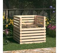 Ziaphsol Composteur en bois de pin massif - 80 x 80 x 78 cm - Non traité - Pour compost de jardin, déchets biologiques, feuilles, coupe d'herbe et coupe de pelouse - Bac à compost stable pour le