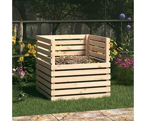 Ziaphsol Composteur en bois de pin massif - 80 x 80 x 78 cm - Non traité - Pour compost de jardin, déchets biologiques, feuilles, coupe d'herbe et coupe de pelouse - Bac à compost stable pour le