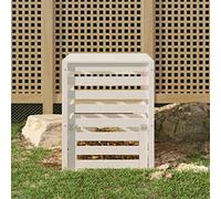 Ziaphsol Composteur en pin massif blanc, 63,5 x 63,5 x 77,5 cm, bac à compost avec couvercle et rabat, lattes pour aération, déchets de jardin, recyclage extérieur