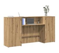 Ziaphsol Comptoir de réception en chêne Artisan 200 x 50 x 103,5 cm avec espace de rangement et étagère pour bureau, bureau à domicile, salle de réception, comptoir de caisse et bureau