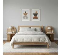 Ziaphsol Contemporary Oak Finish Bedside Table Set 2 Pieces with Durable Wood Engineering for Bedroom Lounge Modern Minimalist Design for Nightstand and Storage
