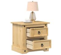 Ziaphsol Corona Bedside Table 53x39x47 cm Solid Pine Wood with Metal Handles for Bedroom Or Living Room, Rustic Scandinavian Vintage Style, Durable and Easy to Maintain