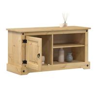 Ziaphsol Corona Meuble TV 100 x 40 x 52 cm en pin massif avec espace de rangement, gestion des câbles et poignées en métal pour salon, home cinéma, console multimédia, buffet, robuste et facile