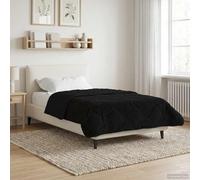 Ziaphsol Couette d'été noire 155 x 200 cm en microfibre polaire avec design matelassé double face, rembourrage en fibres légères pour un confort de sommeil en été dans la chambre à coucher, chambre