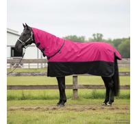 Ziaphsol Couverture de cheval rose et noire 95 cm en polyester, imperméable, respirante et coupe-vent, avec rabat de queue, fermeture et boucle pour écurie, saule et paddock