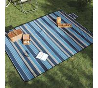 Ziaphsol Couverture de pique-nique pliable - Rayures bleues et blanches - 200 x 150 cm - En velours avec rembourrage éponge et feuille d'aluminium - Imperméable - Portable - Avec sac pour le camping