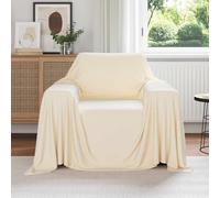 Ziaphsol Couverture polaire crème 210 x 140 cm pour canapé et lit, couverture douillette comme couvre-lit de salon