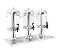 Ziaphsol Distributeur de boissons à 3 compartiments en acier inoxydable avec 3 récipients de 8 litres, robinet et plateaux d'égouttement, pour jus, eau, limonade, buffet, barbecue, fête