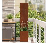 Ziaphsol Écran de confidentialité de Jardin en Acier patiné rouillé 32 x 32 x 150 cm avec incrustations décoratives, Finition Mate, idéal pour créer Un Espace privé