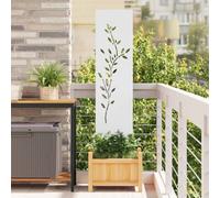 Ziaphsol Écran de confidentialité de Jardin Floral Blanc 32 x 140 cm en Acier avec incrustations décoratives Finition Mate résistant aux intempéries idéal pour délimiter Un Espace extérieur ou créer