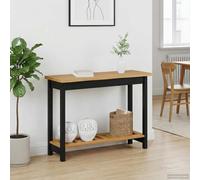 Ziaphsol Ekai Live Edge Table console noire en pin massif avec 1 étagère 112 x 35 x 76 cm Buffet étroit pour couloir et salon