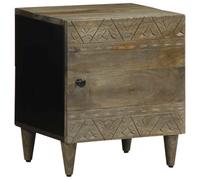 Ziaphsol Elegant Light Gray Wooden Bedside Table Made of Solid manguier Wood with Dimensions 40x33x46 cm, Featuring Spacious Storage, Stable Metal Legs, Versatile Use for Bedroom Or Living Room