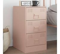 Ziaphsol Élégante table de chevet rose, 34,5 x 39 x 62 cm, en acier laminé à froid, avec 3 tiroirs, pour chambre à coucher et salon, table d'appoint pratique