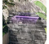 Ziaphsol Élément cascade avec LED RVB en acrylique 90 cm, cascade décorative pour bassin, jardin, piscine, avec télécommande, pour décoration d'intérieur et d'extérieur