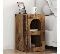 Ziaphsol Elst Vintage Wooden Bedside Table with Two Shelves for Bedroom Modern Scandinavian Design Compact Nightstand for Small Spaces Durable MDF and Chêne Finish Suitable for Adult and Child Rooms