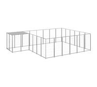 Ziaphsol Enclos pour Chien en Acier argenté 12,1 m² avec Toit résistant à l'eau et Porte verrouillable pour sécurité, Habitat extérieur Robuste, idéal pour élevage, Dressage ou Repos