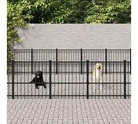 Ziaphsol Enclos pour Chien extérieur en Acier Noir 22,58 m² avec Porte verrouillable Robuste pour sécurité et Confort, idéal pour Jardin, élevage ou Dressage