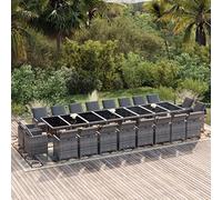 Ziaphsol Ensemble à Manger de Jardin 21 pcs en résine tressée Gris avec Coussins d’Assise et Dossier, chaises avec accoudoirs empilables, mobilier extérieur pour terrasse, Balcon, Patio et pergola