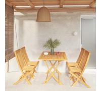 Ziaphsol Ensemble à Manger de Jardin 5 pcs en Bois de Teck Massif Pliable avec Table 120x70 cm et 4 chaises Confortables pour terrasse Balcon Patio extérieur Repas détente