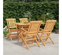 Ziaphsol Ensemble à Manger de Jardin 5 pcs en Bois de Teck Massif Pliable avec Table 120x70 cm et chaises supportant 110 kg pour terrasse Balcon Patio Repas détente extérieur