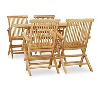 Ziaphsol Ensemble à Manger extérieur en Bois Massif de Teck, 5 pièces Pliables avec Table rectangulaire 120x70 cm et 4 chaises pour terrasse Balcon Jardin Patio Repas Convivial