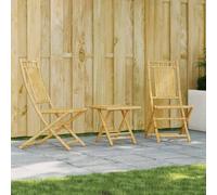Ziaphsol Ensemble Bistro Bambou 3 pièces Salon Jardin Pliable mobilier extérieur terrasse Balcon Patio pour détente Repas apéritif avec chaises Dossier et Table Basse Stable
