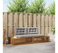 Ziaphsol Ensemble canapé d’extérieur modulable Gris Naturel et Clair en Bois d’Acacia Massif, canapé Fauteuil Pouf Angle Module, Jardin terrasse Balcon Patio, Assise Confortable avec Coussins