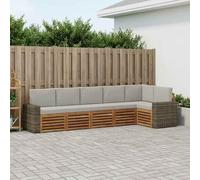 Ziaphsol Ensemble canapé d'angle 6 pcs Bois d'acacia Massif Naturel Gris Clair modulable pour Salon extérieur Jardin terrasse détente et convivialité