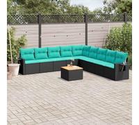 Ziaphsol Ensemble canapé de Jardin modulable 10 pièces Noir en résine tressée, Fauteuil, Pouf, Angle, élément, siège, Salon extérieur pour terrasse Patio véranda et détente conviviale