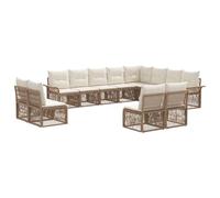 Ziaphsol Ensemble canapé Jardin 12 pcs Beige polyrotin modulable avec Coussins Polyester résistant extérieur idéal terrasse Balcon Patio détente Repas réception