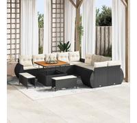 Ziaphsol Ensemble canapé Jardin 13 pcs en polyrotin Noir avec Coussins Amovibles et Housse, Table Basse réglable, modules modulaires pour terrasse, Balcon, Patio et Espace détente extérieur