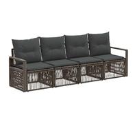 Ziaphsol Ensemble canapé Jardin 4 pièces Gris polyrotin résistant Cadre Acier modulable avec Coussins Polyester Amovibles pour terrasse Balcon Patio détente Repas réception