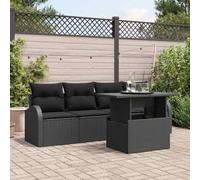 Ziaphsol Ensemble canapé Jardin 5 pièces Noir Poly rotin avec Coussins modulable léger résistant UV et intempéries pour terrasse Balcon Patio Repas détente extérieur