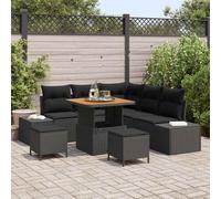 Ziaphsol Ensemble canapé Jardin 8 pcs en Poly rotin Noir avec Coussins modulable léger résistant UV et intempéries pour terrasse Balcon Patio et Espace détente Repas extérieur