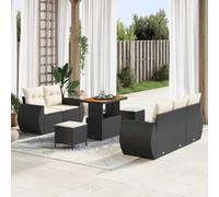 Ziaphsol Ensemble canapé Jardin 8 pcs Noir polyrotin avec Coussins Amovibles Housse Lavable Design modulaire Table réglable pour terrasse Balcon Patio détente Repas réception