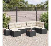 Ziaphsol Ensemble canapé Jardin 8 pièces Noir polyrotin avec Coussins modulables pour terrasse Balcon Patio, mobilier extérieur Durable avec Rangement Sac Waterproof idéal Repas détente réception