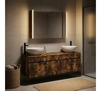 Ziaphsol Ensemble d'armoire de Salle de Bain 4 pièces en Bois d'ingénierie avec Lampes Miroir intégrées, Montage Mural, Grand Espace de Rangement, idéal pour optimiser Ton Espace intérieur