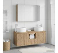Ziaphsol Ensemble d'armoire de Salle de Bain 4 pièces en Bois d'ingénierie Chêne Artisanal, Meuble Mural avec Miroir LED, Grand Espace de Rangement, idéal pour Salon, Chambre ou entrée